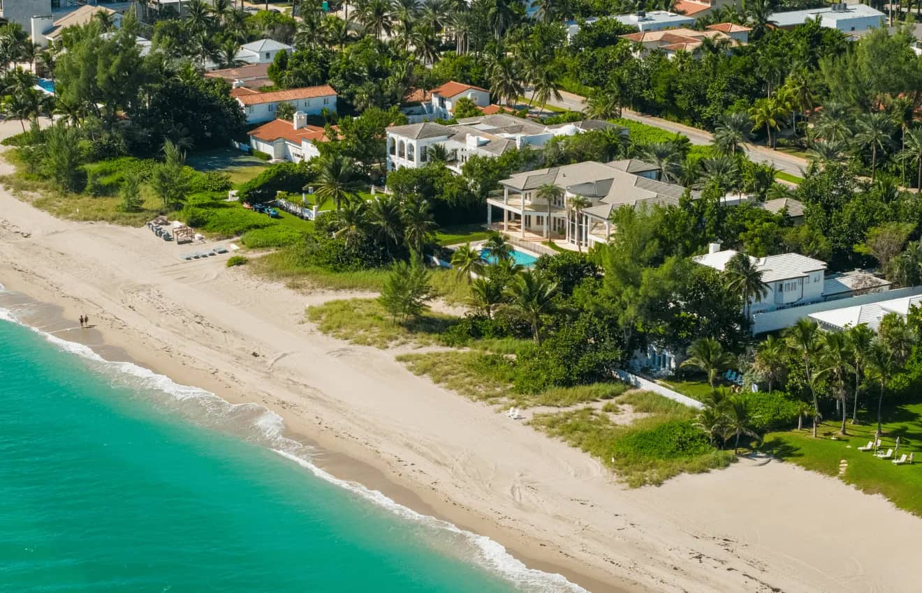 aerial view of luxury beachfront homes