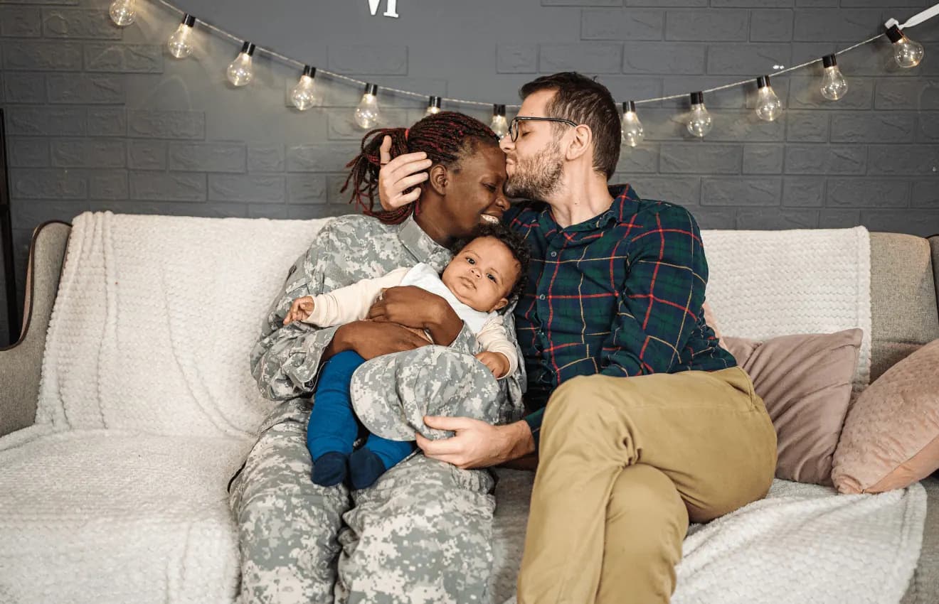 Female military at home with family_ Military Relocation in Virginia Beach