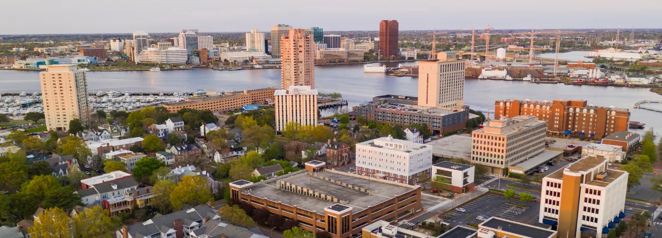The Elizabeth River cuts through the Virginia towns of Portsmouth and Norfolk: Waterfront vs. Inland Properties