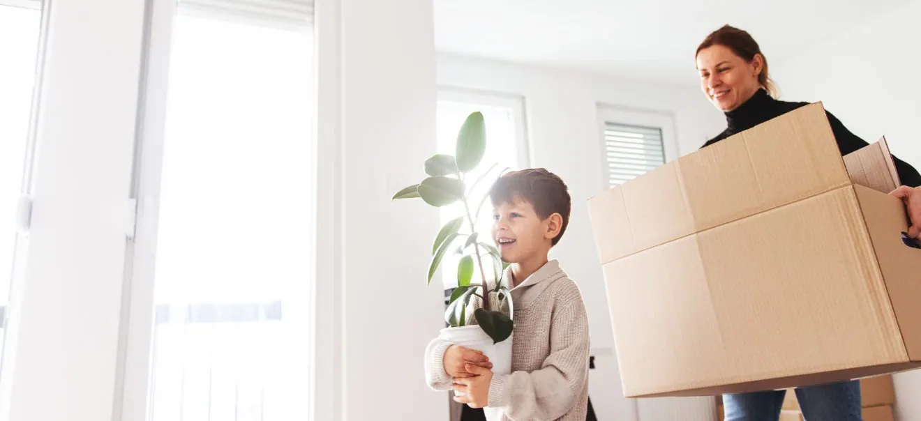 Mother and son moving to new home: Affordable Homes in Virginia Beach